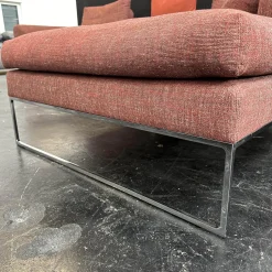 COR Ecksofas|Ecksofa Mell Lounge Stoff 9202 Dunkelrot Fußrahmen Verchromt mit 3 Rückenkissen