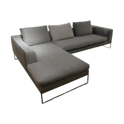 COR Ecksofas|Ecksofa Mell Lounge Stoff 9131 Anthrazit Grau Gestell Metall Schwarz Mit Kissen Stoff 9129