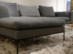COR Ecksofas|Ecksofa Mell Lounge Stoff 9131 Anthrazit Grau Gestell Metall Schwarz Mit Kissen Stoff 9129