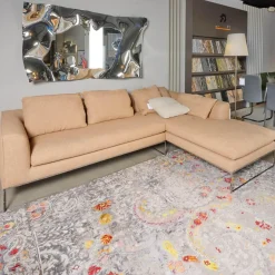 COR Ecksofas|Ecksofa Mell Lounge Stoff 8186 Aprikose Orange Beige Gestell Verchromt Inklusive Kissen