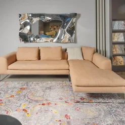 COR Ecksofas|Ecksofa Mell Lounge Stoff 8186 Aprikose Orange Beige Gestell Verchromt Inklusive Kissen