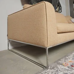 COR Ecksofas|Ecksofa Mell Lounge Stoff 8186 Aprikose Orange Beige Gestell Verchromt Inklusive Kissen