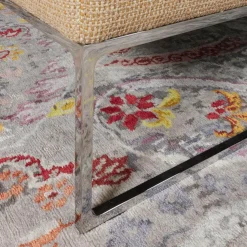 COR Ecksofas|Ecksofa Mell Lounge Stoff 8186 Aprikose Orange Beige Gestell Verchromt Inklusive Kissen