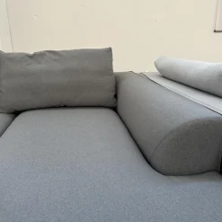 COR Ecksofas|Ecksofa Mell Lounge Stoff 7208 Steingrau Grau Fußrahmen P120 Pulverbeschichtet Schwarz
