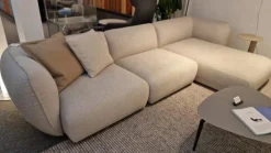 Freifrau Ecksofas|Ecksofa Mia Stoff Sahco Safire 4 0007 Creme Grau ohne Kissen