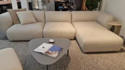 Freifrau Ecksofas|Ecksofa Mia Stoff Sahco Safire 4 0007 Creme Grau ohne Kissen