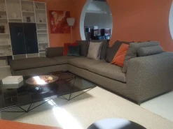 B&B Italia Ecksofas|Ecksofa Michel Club Stoff Laveno Schiefer Grau Gestell Metall Schwarz Lackiert