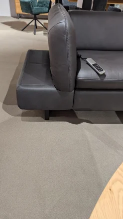 Polsteria Ecksofas|Ecksofa Milano Leder LL Evita Anthrazit Metallkufe Schwarz Matt Ohne Dekokissen