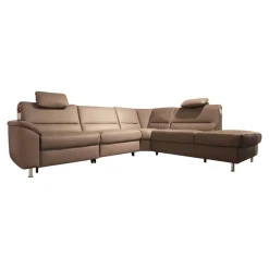 Polinova Ecksofas|Ecksofa MM PN1102 Leder Torro Granit Grau Beige Füße Aluminium