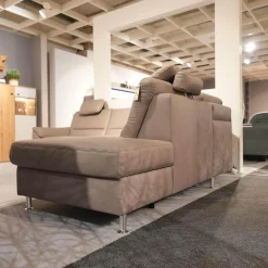 Polinova Ecksofas|Ecksofa MM PN1102 Leder Torro Granit Grau Beige Füße Aluminium