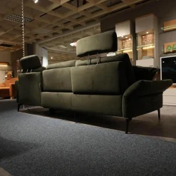 Zehdenick Ecksofas|Ecksofa MM ZE1156 Stoff Salsa Olive Grün Metallfuß Schwarz Mit Motorischer Sitztiefenverstellung Und Schlaffunktion