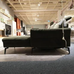 Zehdenick Ecksofas|Ecksofa MM ZE1156 Stoff Salsa Olive Grün Metallfuß Schwarz Mit Motorischer Sitztiefenverstellung Und Schlaffunktion