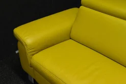 Steinpol Ecksofas|Ecksofa Mobi Leder Dolcia Lemon mit Elektrischer Relaxfunktion und Kopfteilverstellung Manuell