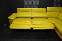 Steinpol Ecksofas|Ecksofa Mobi Leder Dolcia Lemon mit Elektrischer Relaxfunktion und Kopfteilverstellung Manuell
