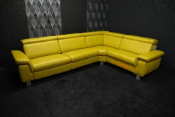Steinpol Ecksofas|Ecksofa Mobi Leder Dolcia Lemon mit Elektrischer Relaxfunktion und Kopfteilverstellung Manuell
