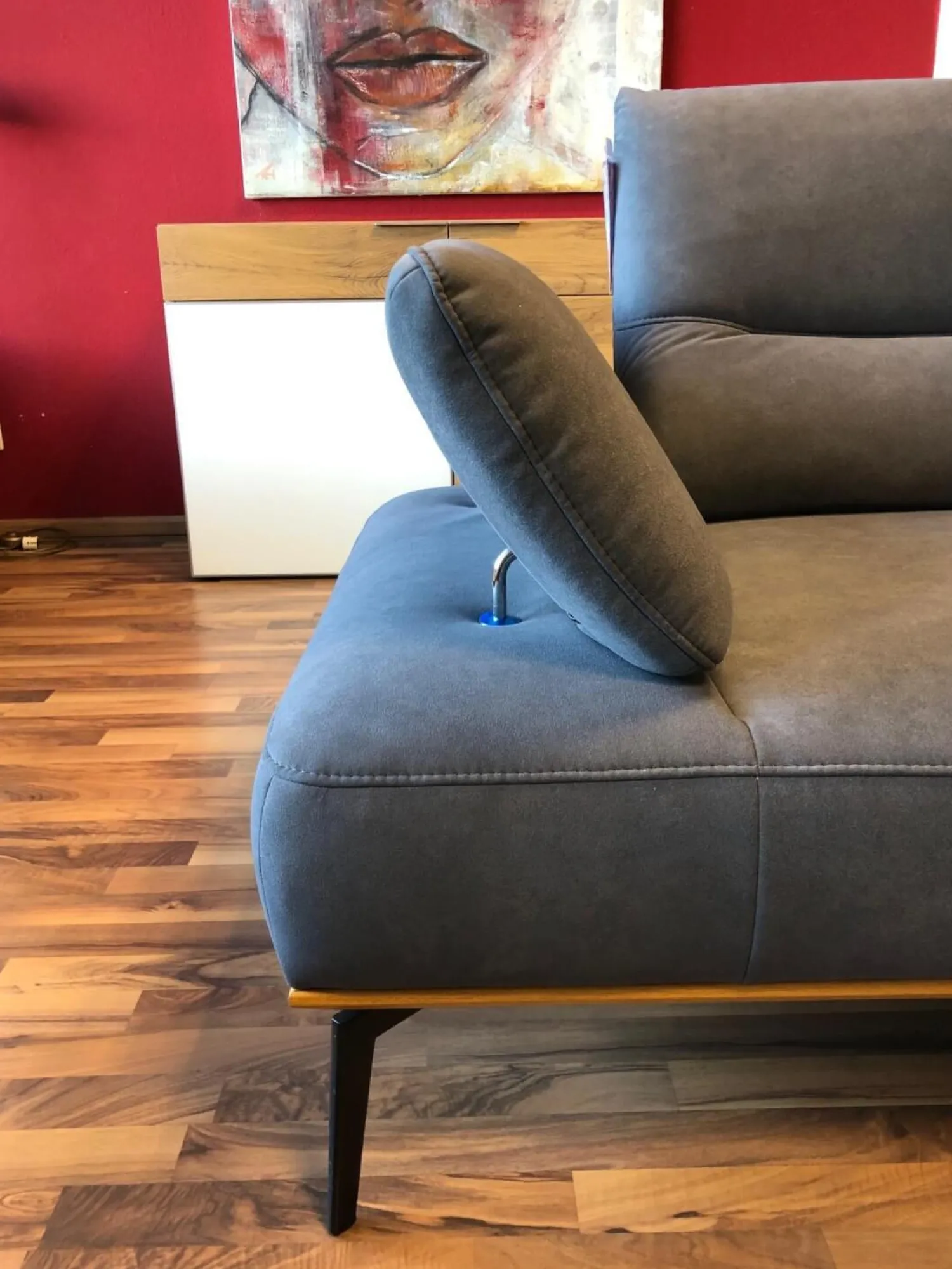 himolla Ecksofas|Ecksofa Modell 9060 Stoff AquaClean02 Schiefer PG14 Untergestell Anthrazit mit Hocker