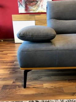 himolla Ecksofas|Ecksofa Modell 9060 Stoff AquaClean02 Schiefer PG14 Untergestell Anthrazit mit Hocker