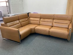 Stressless Ecksofas|Ecksofa Modell Emily iLeder Cori Farbe Caramel Metall Armlehne Chrom mit Power Funktionen