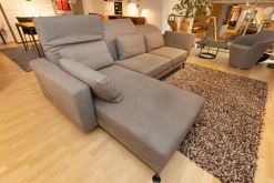 Brühl Ecksofas|Ecksofa Moule Medium Bezug Leder Taron 5668 0095 Grau Kufen Schwarz Pulverbeschichtet Mit Verstellbarer Rückenlehne