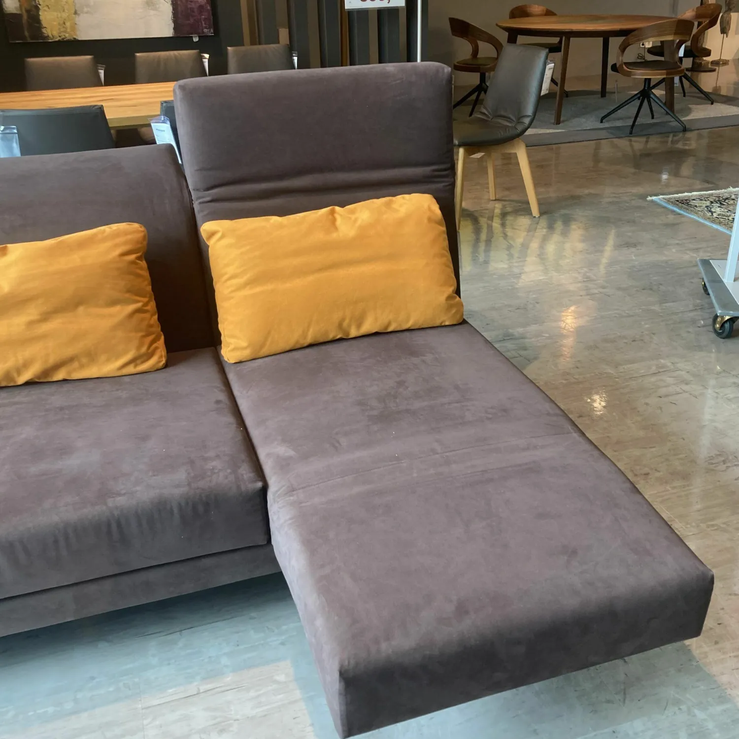 Brühl Ecksofas|Ecksofa Moule Stoff Braun 6499/9199 mit Hocker und 3 Kissen