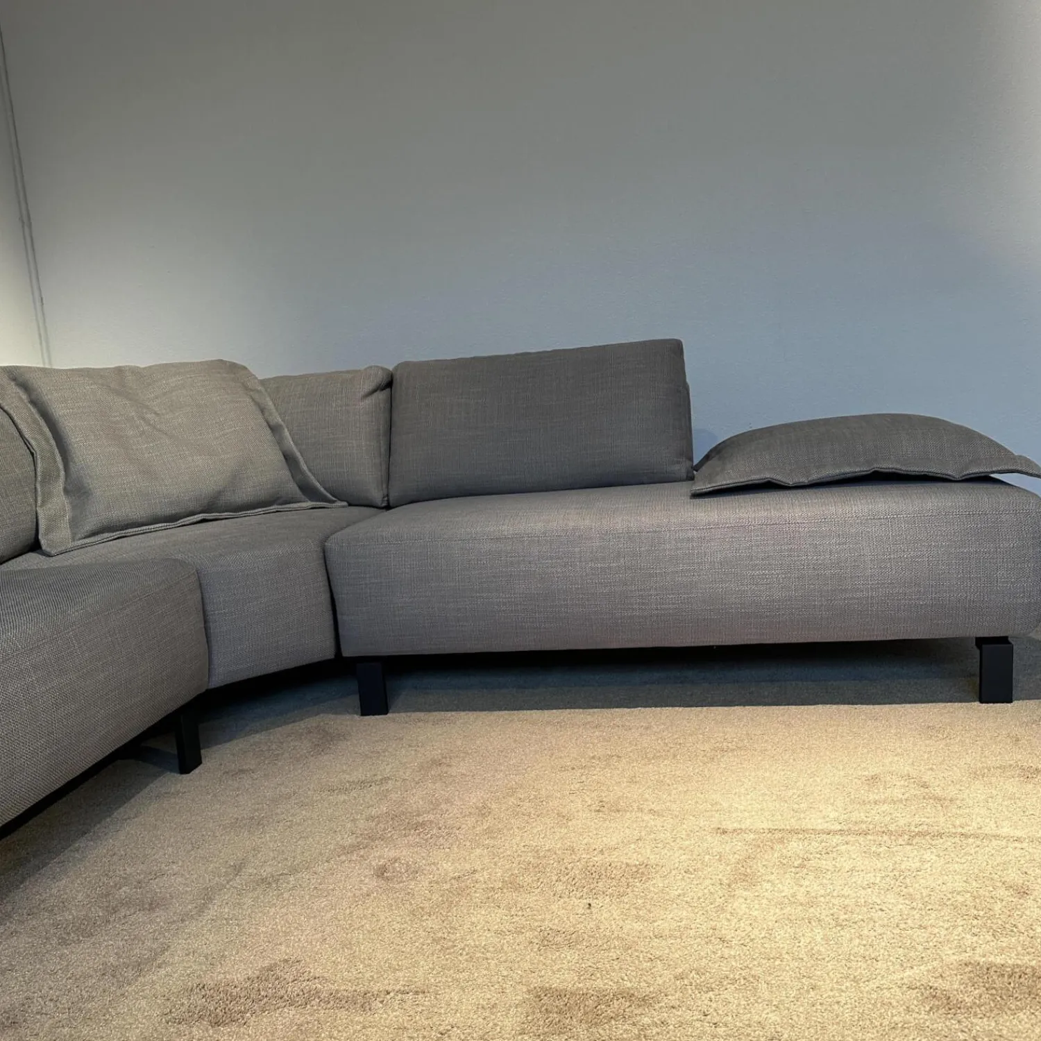 Musterring Ecksofas|Ecksofa MR 4530 Bezug Stoff Picasso Taupe Grau Metallfuß 192 Schwarz Inklusive Kopfstütze Und Kissen