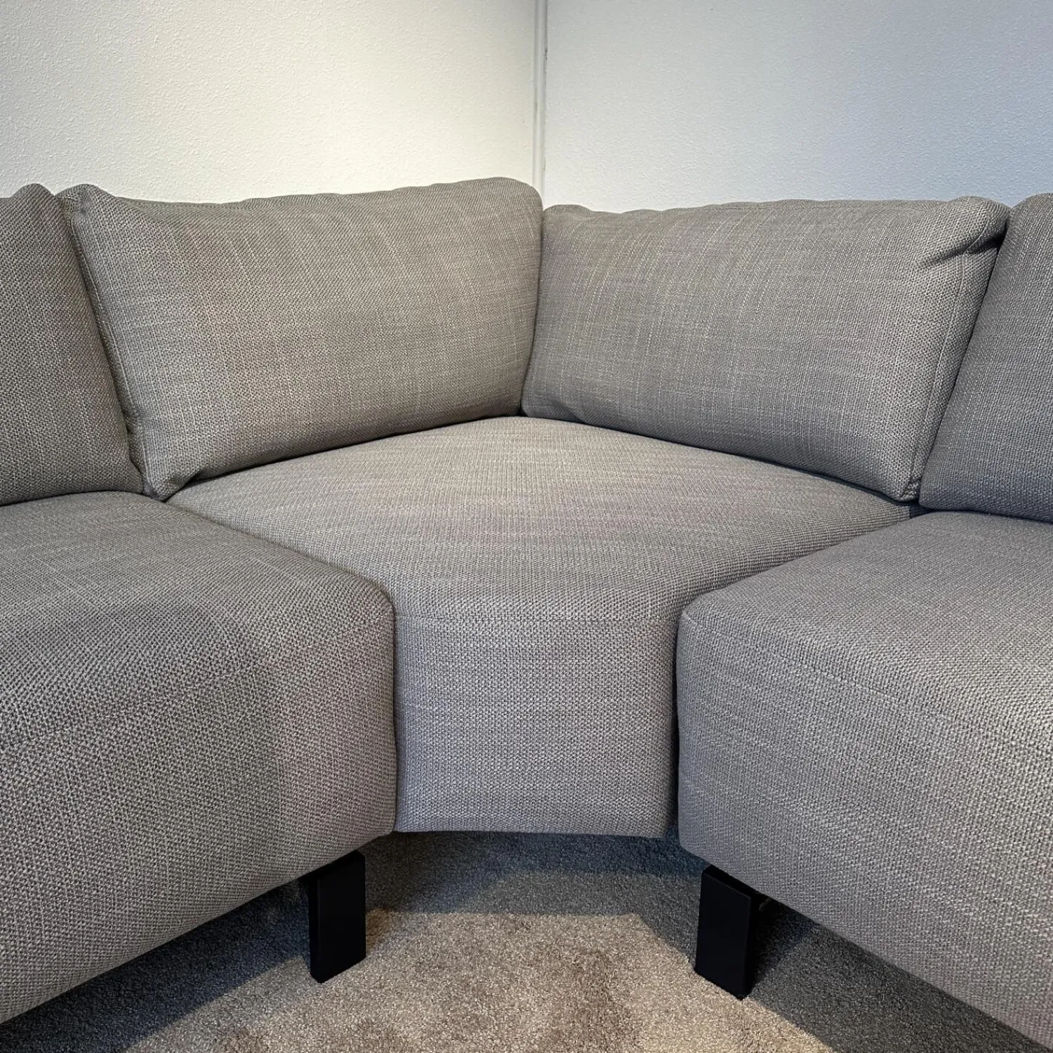 Musterring Ecksofas|Ecksofa MR 4530 Bezug Stoff Picasso Taupe Grau Metallfuß 192 Schwarz Inklusive Kopfstütze Und Kissen