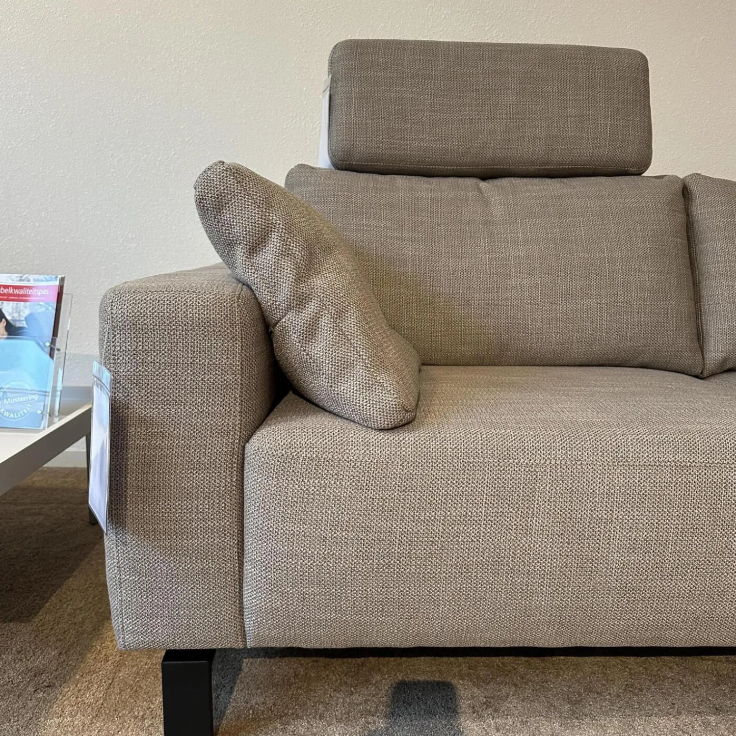 Musterring Ecksofas|Ecksofa MR 4530 Bezug Stoff Picasso Taupe Grau Metallfuß 192 Schwarz Inklusive Kopfstütze Und Kissen