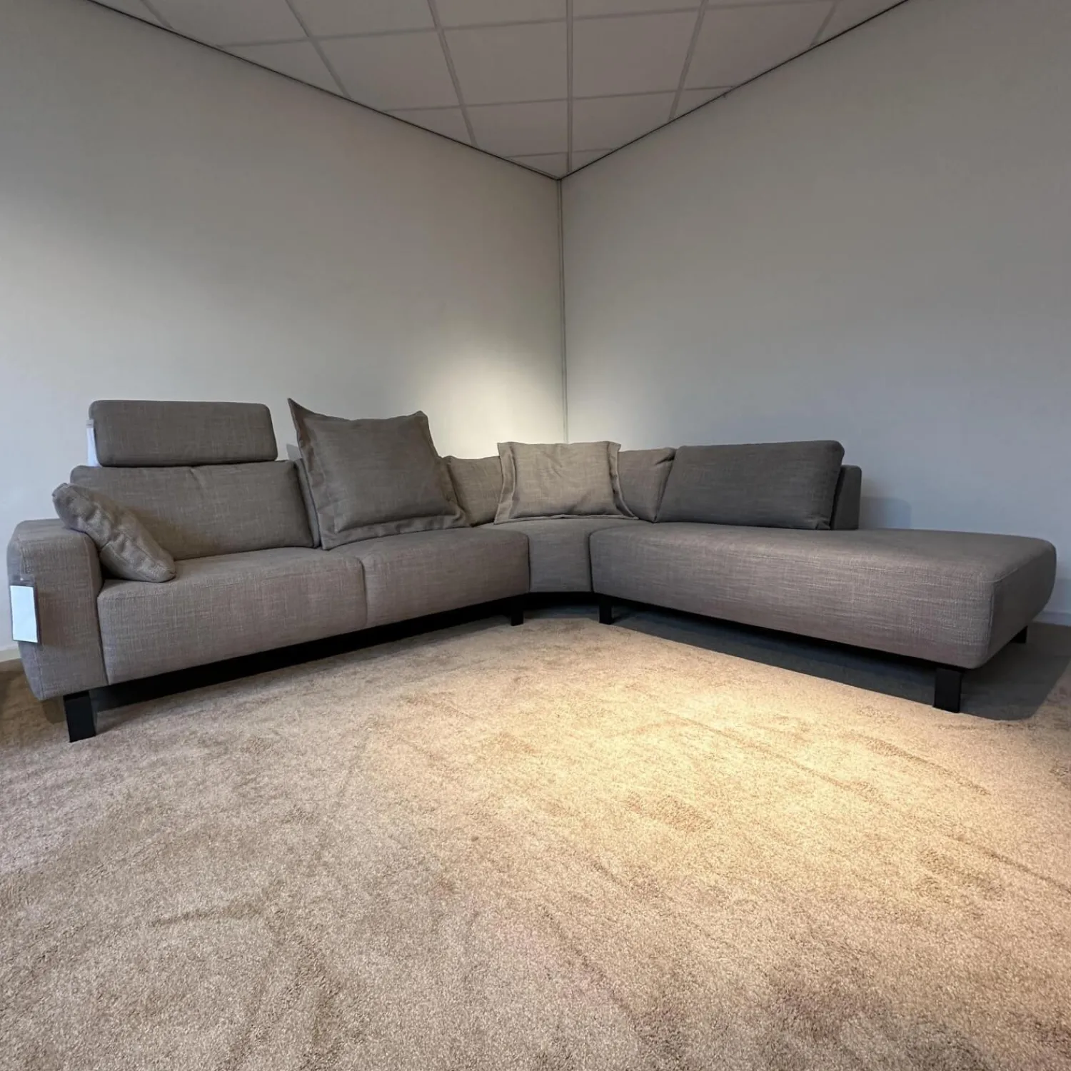 Musterring Ecksofas|Ecksofa MR 4530 Bezug Stoff Picasso Taupe Grau Metallfuß 192 Schwarz Inklusive Kopfstütze Und Kissen