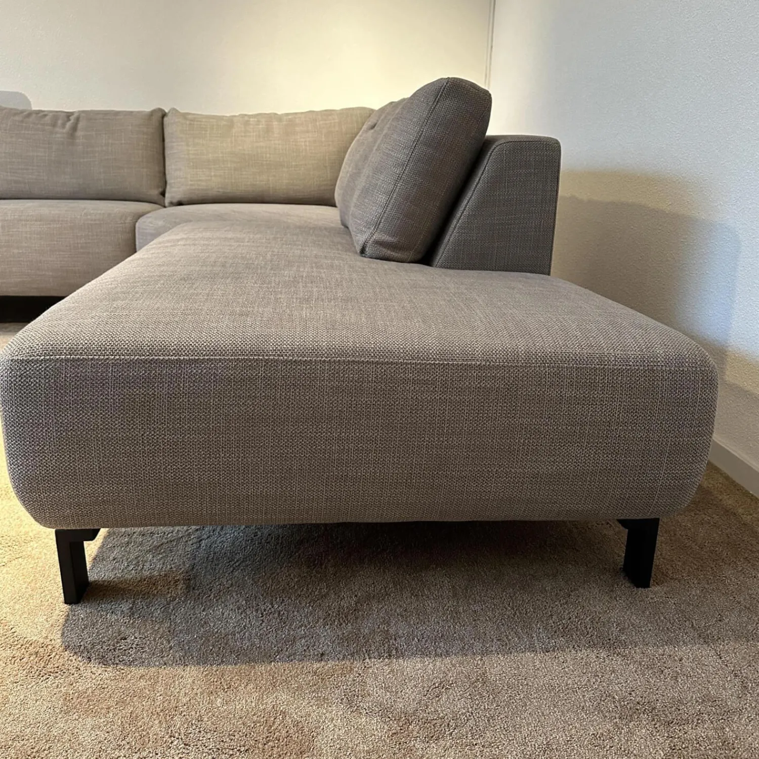 Musterring Ecksofas|Ecksofa MR 4530 Bezug Stoff Picasso Taupe Grau Metallfuß 192 Schwarz Inklusive Kopfstütze Und Kissen