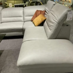 Musterring Ecksofas|Ecksofa MR 1380 Leder Vivre Alu Grau Füße Schwarz mit Verstellfunktionen