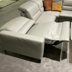 Musterring Ecksofas|Ecksofa MR 1380 Leder Vivre Alu Grau Füße Schwarz mit Verstellfunktionen