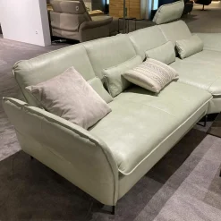 Musterring Ecksofas|Ecksofa MR 2340 Leder Z7433 Green Tea Grün Metallfuß Schwarz mit Funktionen