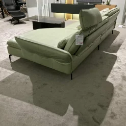 Musterring Ecksofas|Ecksofa MR 2340 Leder Z7433 Green Tea Grün Metallfuß Schwarz mit Funktionen