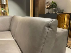 Rom Ecksofas|Ecksofa MR 9120 R Leder Kenia Grey Grau Füße 01BL Black Schwarz