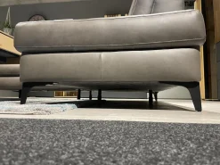 Rom Ecksofas|Ecksofa MR 9120 R Leder Kenia Grey Grau Füße 01BL Black Schwarz