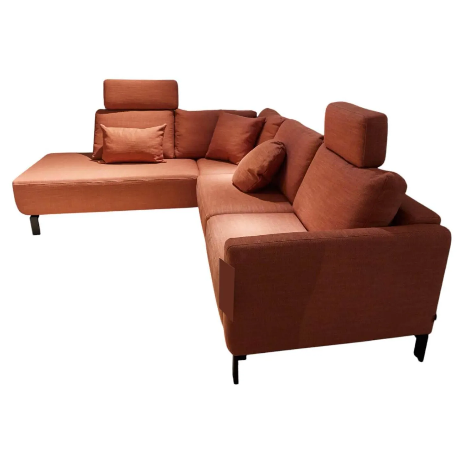Musterring Ecksofas|Ecksofa MR 4530 Stoff Picasso Peach Orange Rot Metallfuß Schwarz Matt Mit Kissen Inklusive 2 Kopfstützen XL