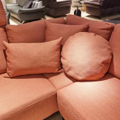 Musterring Ecksofas|Ecksofa MR 4530 Stoff Picasso Peach Orange Rot Metallfuß Schwarz Matt Mit Kissen Inklusive 2 Kopfstützen XL