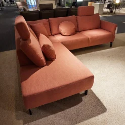 Musterring Ecksofas|Ecksofa MR 4530 Stoff Picasso Peach Orange Rot Metallfuß Schwarz Matt Mit Kissen Inklusive 2 Kopfstützen XL