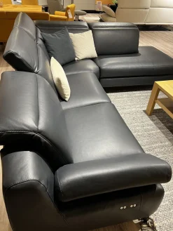 Musterring Ecksofas|Ecksofa MR9120 Leder Montana Night Schwarz Füße Metall Schwarz Inklusive Kissen