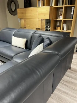Musterring Ecksofas|Ecksofa MR9120 Leder Montana Night Schwarz Füße Metall Schwarz Inklusive Kissen
