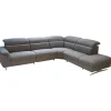 himolla Ecksofas|Ecksofa MS 1019 Stoff 24 Q2 Rustica Brikett Grau Metallkufe Edelstahloptik Gebürstet Mit Wall Free Funktion