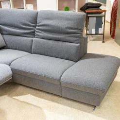 himolla Ecksofas|Ecksofa MS 1019 Stoff 24 Q2 Rustica Brikett Grau Metallkufe Edelstahloptik Gebürstet Mit Wall Free Funktion