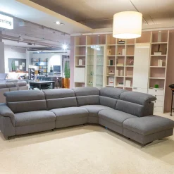 himolla Ecksofas|Ecksofa MS 1019 Stoff 24 Q2 Rustica Brikett Grau Metallkufe Edelstahloptik Gebürstet Mit Wall Free Funktion