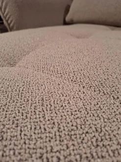 Steinpol Ecksofas|Ecksofa Murcia Stoff Space Natur Metallfuß Schwarz mit motorischer Fußauflage