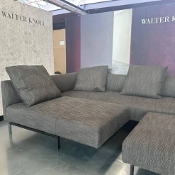Walter Knoll Ecksofas|Ecksofa Muud Stoff Bogar 7830 Nightshade Grau Kufen Metall Matt Schwarz Pulverbeschichtet Mit Hocker