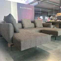 Walter Knoll Ecksofas|Ecksofa Muud Stoff Bogar 7830 Nightshade Grau Kufen Metall Matt Schwarz Pulverbeschichtet Mit Hocker