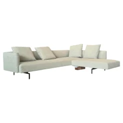 Walter Knoll Ecksofas|Ecksofa Muud Stoff Canto Pearl Beige Kufen Metall Matt Schwarz Pulverbeschichtet Mit Stoppgleitern