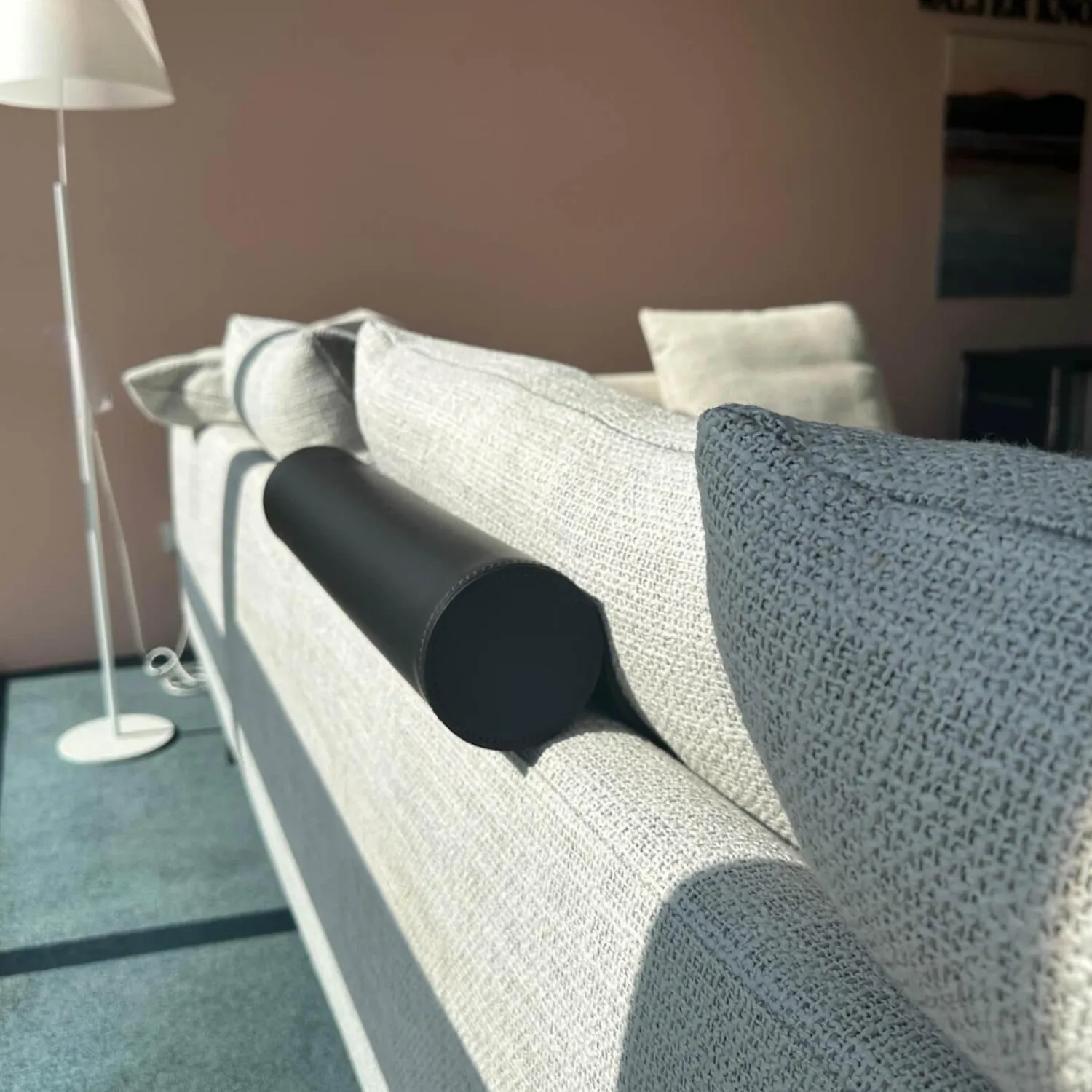Walter Knoll Ecksofas|Ecksofa Muud Stoff Weave 7757 Pearl Gestell Schwarz Nackenrolle Leder Paco Black Schwarz