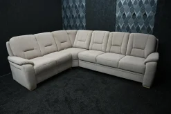 Polipol Ecksofas|Ecksofa Nebraskar Stoff Enoa Fashion Sand 18 Grau mit Manueller Relaxecke