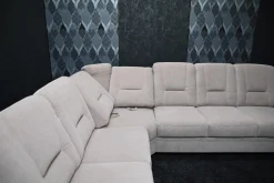 Polipol Ecksofas|Ecksofa Nebraskar Stoff Enoa Fashion Sand 18 Grau mit Manueller Relaxecke